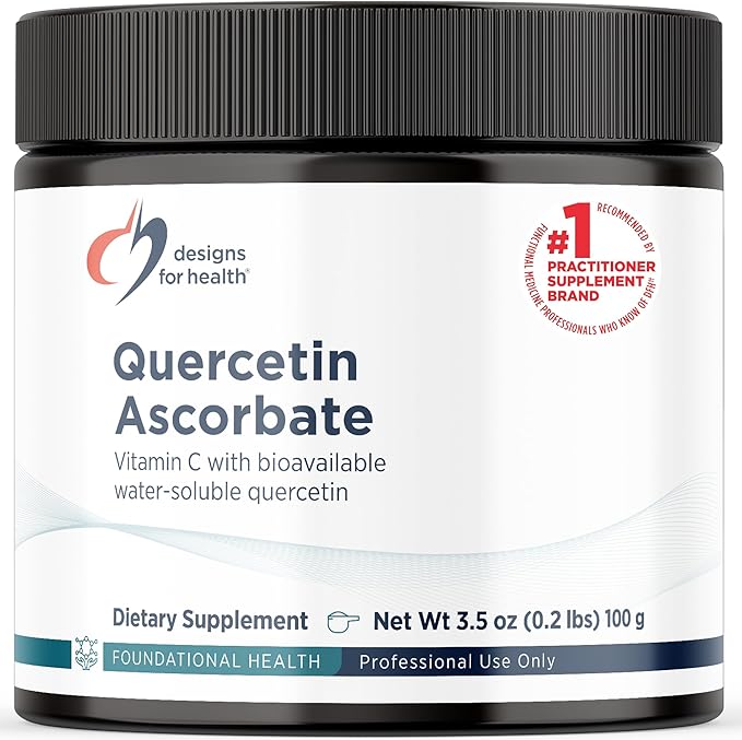 Designs for Health Quercetin-Ascorbate Powder - 240mg QuerceSOL™ Supplement - Vitamin C to Help Support Normal Histamine Response - Easy Drink Add-in Vegan (77 Servings / 100g)