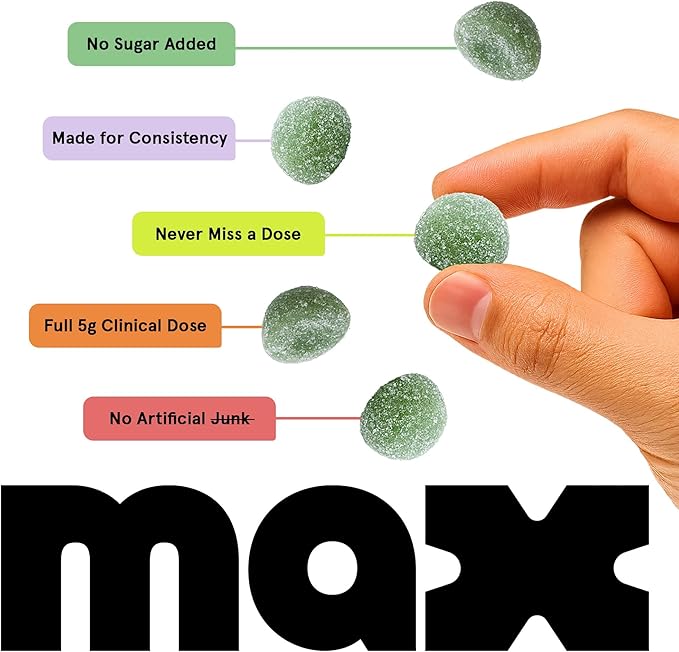 MAX Sugar Free Creatine Monohydrate Gummies - 5g Per Serving 120 Count - Vegan Lab Verified Nothing Artificial – Sour Green Apple
