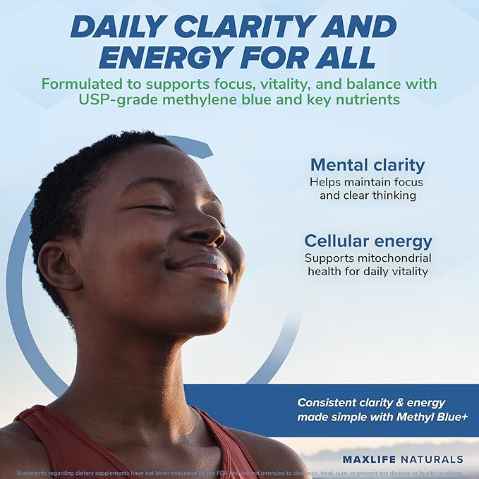 Pure Methylene Blue Capsules Ultimate Methylene Blue Supplement 12mg - 60 Capsules Pharmaceutical Grade with Vitamin C Ester &amp NAC Glycine Supports Cellular &amp Mitochondrial Function Made