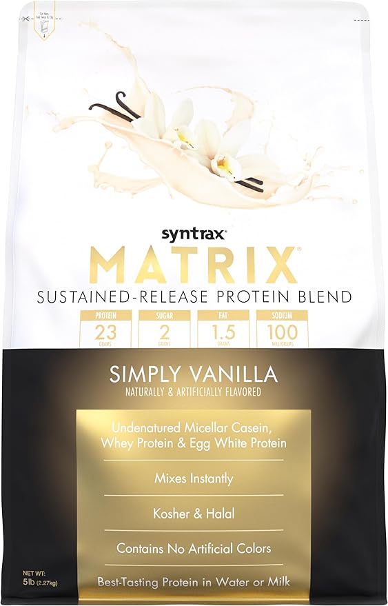Syntrax Nutrition Matrix - Sustained-Release Protein Blend Simply Vanilla 5 lbs. Real Vanilla Bean Specks