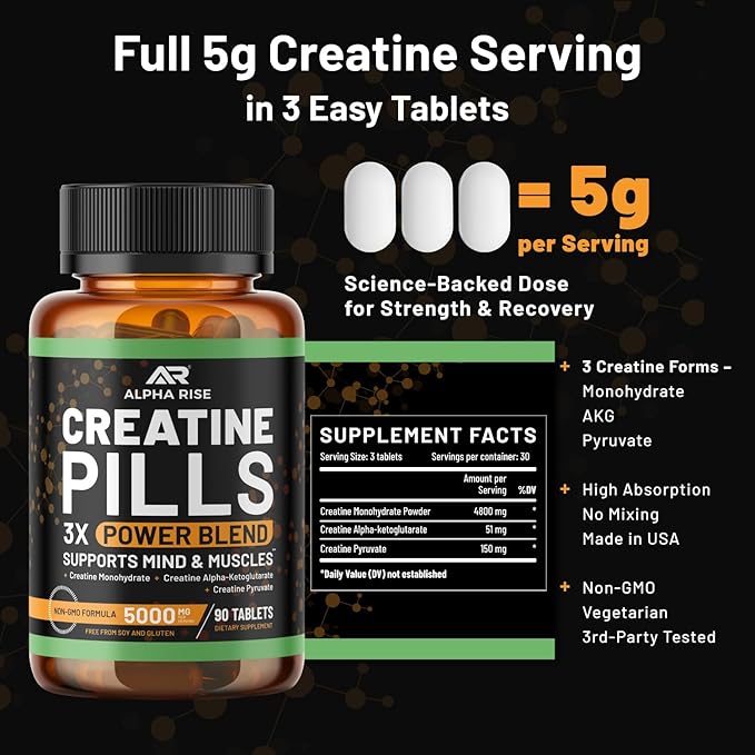 ADK 5 Vitamin Supplement + Creatine Pills for Men