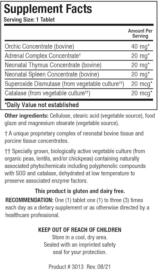 Biotics Research CytozymeM Male Glandular Combination Formula Male Hormone Support Healthy Endocrine Function SOD Catalase Potent Antioxidant Activity 60 Tablets