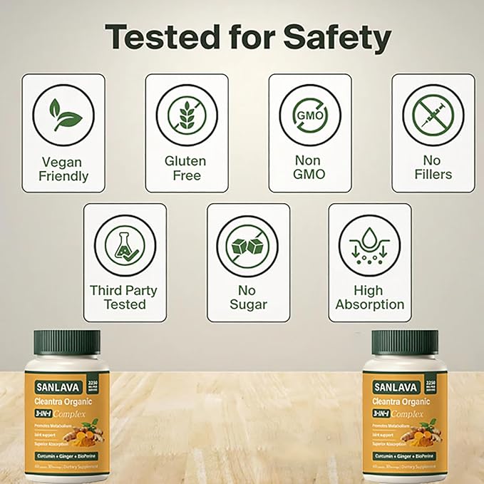 Organic Turmeric 3 in 1 Organic Turmeric Complex SupplementVegan60 Capsules (2PCS)