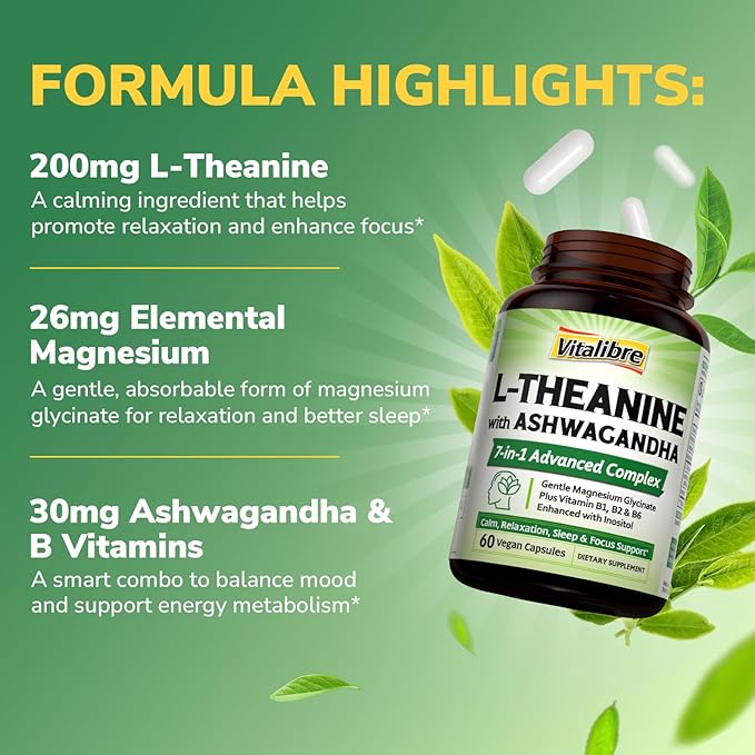 Vitamin B12 Sublingual 5000 mcg 90 Tablets and L-Theanine 200mg 60 Caps