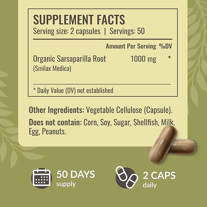 HERBAMAMA Sarsaparilla and Ashwagandha Kit - Bundle of 1000 mg Sarsaparilla Root Capsules &amp Ashwagandha Root Tincture 2 fl oz - Vegan Non-GMO Sugar &amp Alcohol-Free - 2 Pack