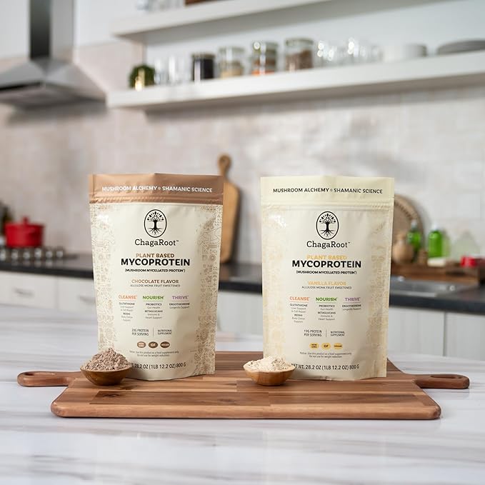 Mycoprotein Mushroom Protein Powder Vanilla - 19g of Vegan Protein Plant Based Superfood Master Blend of Chaga Reishi Turkey Tail Shiitake Lions Mane Coffee Smoothies (1.76 lb)