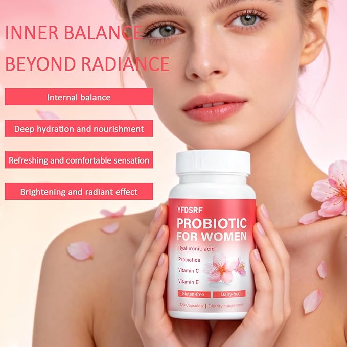 Women's Vaginal Probiotic Supplement for Intimate Health &amp pH Balance | with Hyaluronic Acid Multi-Collagen Vitamin C | Supports Comfort Moisture &amp Antioxidant Defense | 120 Capsules (1)