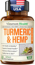 Turmeric Curcumin Supplement with Hemp Seeds &amp Lemon Balm Extract – Joint Health &amp Mobility – with Black Pepper for Absorption – Natural Joint Supplement for Men &amp Women