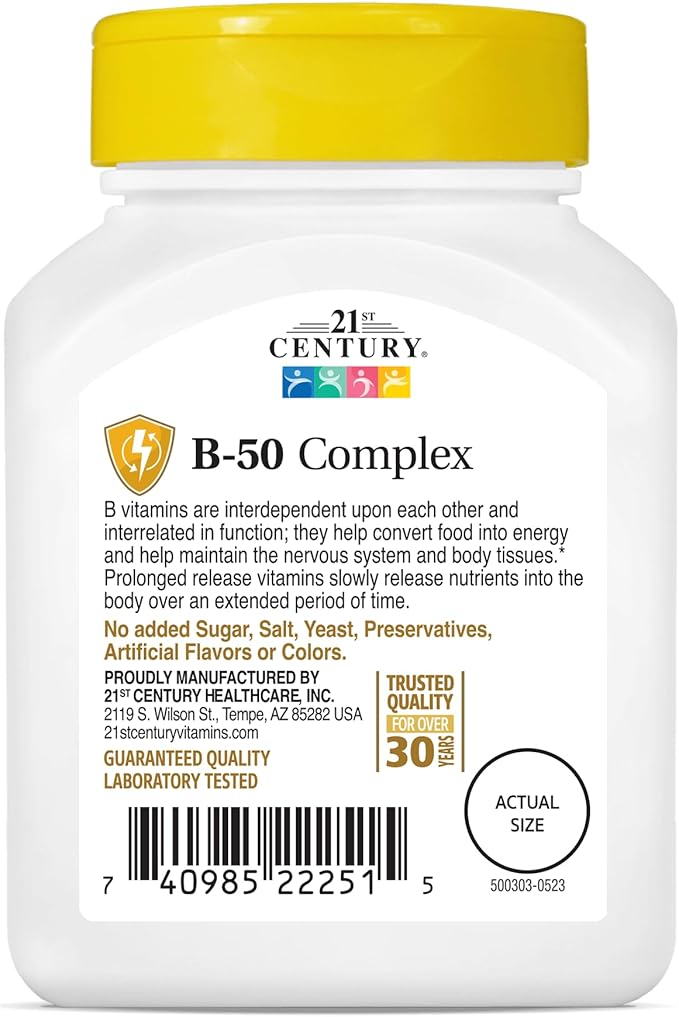 21st Century Complex B-50 Tablets Prolonged Release - 60 ct Pack of 3