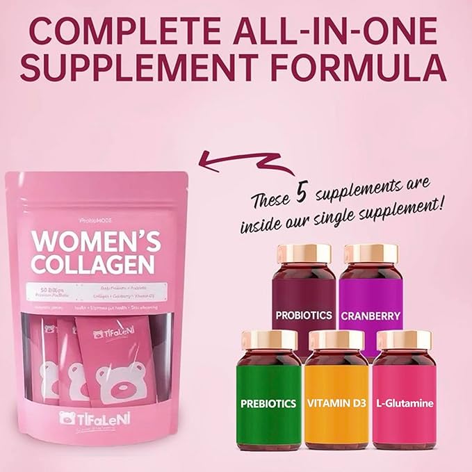 Collagen from Bovine Peptides Powder Probiotics &amp Prebiotics Vitamin D3 Naturally-Sourced Hydrolyzed Collagen Powder - Hair Skin Nail and Joint Support - Collagen Supplements for Women