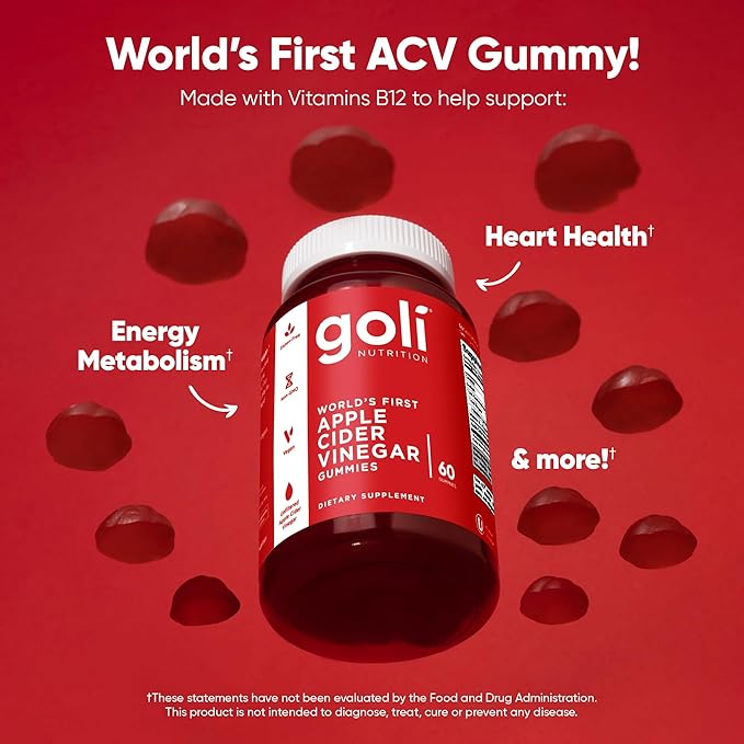 Goli Apple Cider Vinegar Gummies - Worlds First ACV Gummy with Vitamin B12 Beetroot &amp Pomegranate - Vegan Non-GMO Gluten-Free 300 Count (5 Pack)