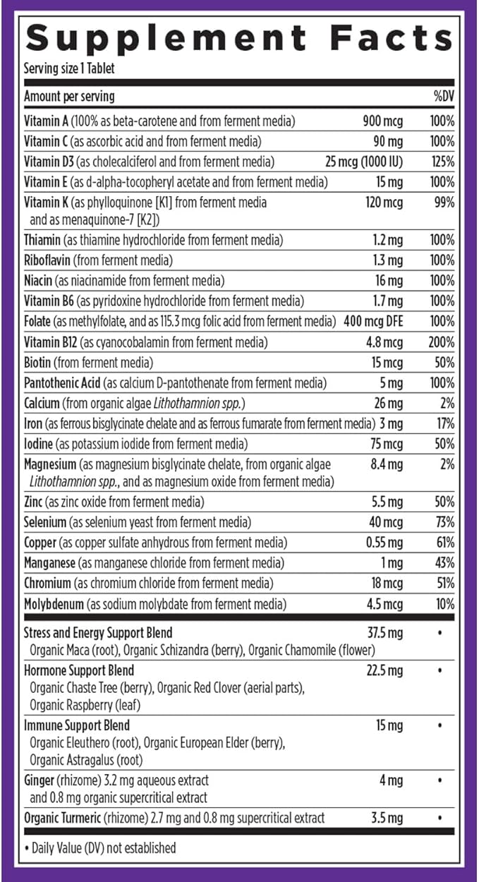 New Chapter Women’s Multivitamin Iron B6 B12 Biotin for Hair Growth D3 VIT C Zinc for Immune &amp Stress Gentle on an Empty Stomach Daily Non-GMO Gluten-Free 18+ 96 Tablets (Pack of 2)