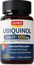 CoQ10 600mg SoftgelsUbiquinol Q10 Coenzyme SupplementCoq 10 600mg Vitamins Maximum AbsorptionAntioxidant Support for Heart Health &amp Energy