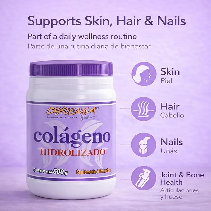 CAHUENGA Hydrolyzed Collagen Powder 500g - Unflavored Protein for Hair Skin Nails &amp Joints – Keto &amp Gluten-Free - Colageno Hidrolizado (Hydrolyzed Collagen) 500g