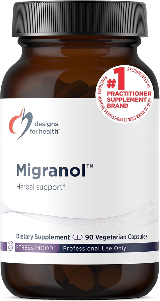 Designs for Health Migranol - Feverfew Supplement with Magnesium Malate Curcumin (Turmeric) Extract Rosemary + B2 Riboflavin - Non-GMO + Gluten Free (90 Capsules)
