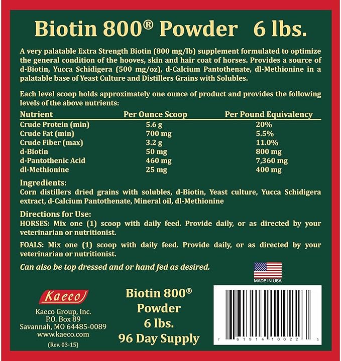 BIOTIN 800 Powder 6LB D/S