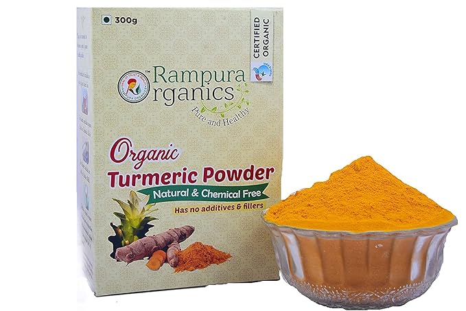 Rampura Organics (Karnataka) Organic Turmeric Powder - (Pack of 2Each of 300Grams)