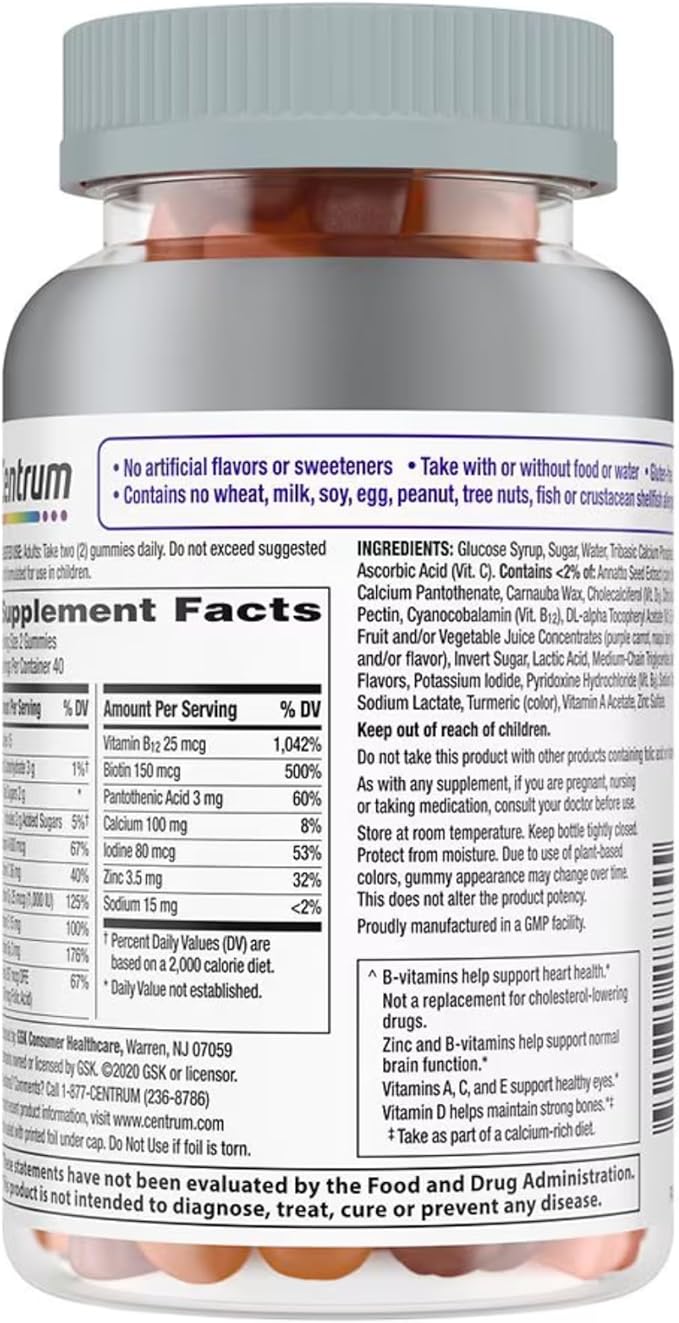 Silver Women 50 Plus Multivitamin for Women Minerals Vitamins &amp Supplements Hair Skin and Nails Vitamins Vitamin C Antioxidants Supplement Daily Vitamins for Women (80Gummies)