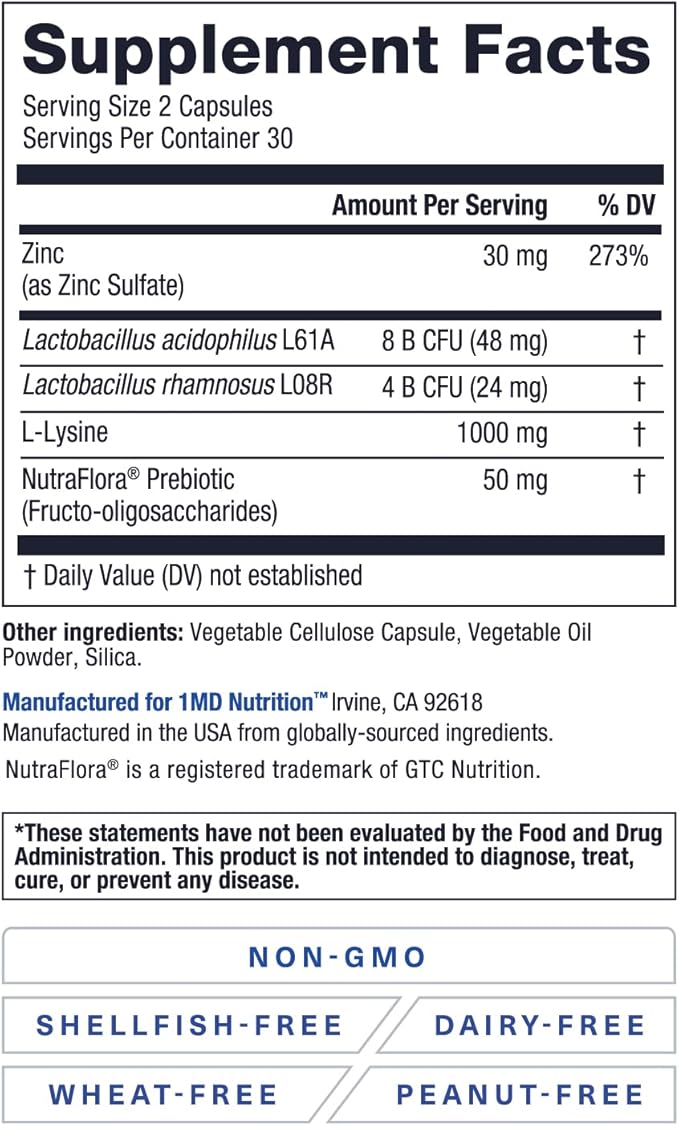 1MD Nutrition ImmunityMD - Immune Health Probiotic | Potent Doctor-Selected Probiotic Strains with Prebiotic - Promote Overall Immune System Strength Reduce Everyday Stress | 60 Capsules
