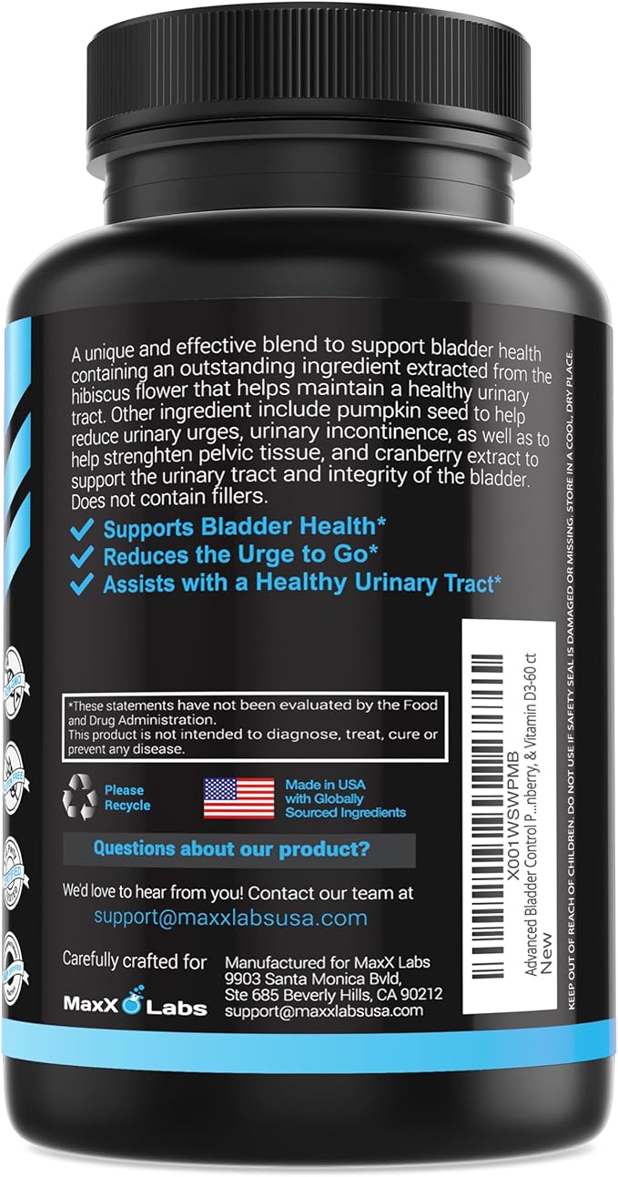 Advanced Bladder Control Supplements 60Ct + Vitamin D3 K2 Liquid Drops w/ K2 MK7-2000 IU Per Drop Liquid Vitamin D K2 Drops 1 Oz