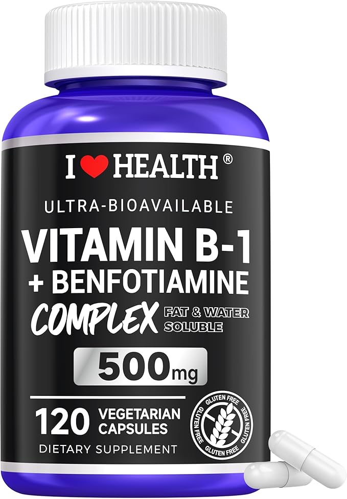 Benfotiamine 600mg Plus 20mg Vitamin B1 and Vitamin B1 500mg with Benfotiamine 20mg120 Capsules