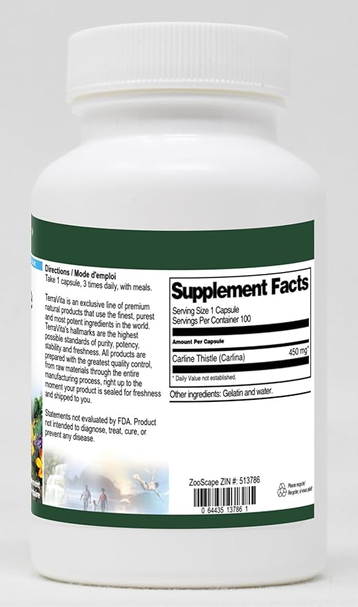Carline Thistle (Carlina) - 450 mg (100 Capsules ZIN: 513786) - 3 Pack