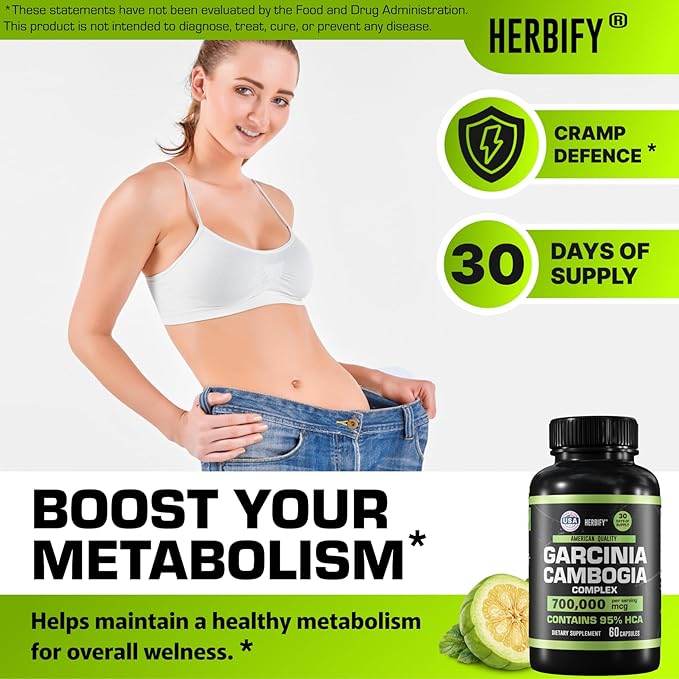 Garcinia Cambogia Wellness Support Supplement for Women &amp Men - Herbal Extract with Antioxidant Properties - Energy Booster for Daily Vitality and Digestive Support - 60 Count