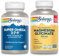 SOLARAY Super Omega 3 7 9 and Magnesium Glycinate Bundle - Essential Fatty Acids and Chelated Magnesium Gisglycinate for Healthy Heart Bones and Relaxation Support - 120 Softgels 275 VegCaps