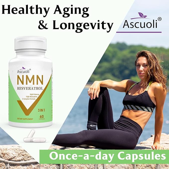 99% Ultra Purity NMN 500mg + Trans-Resveratrol 600mg 1150mg NMN Resveratrol Supplement 3-in-1 Advanced Formula for Boost* NAD Cell Immune Energy &amp Muscle Healthy Aging Stabilized Form - 60