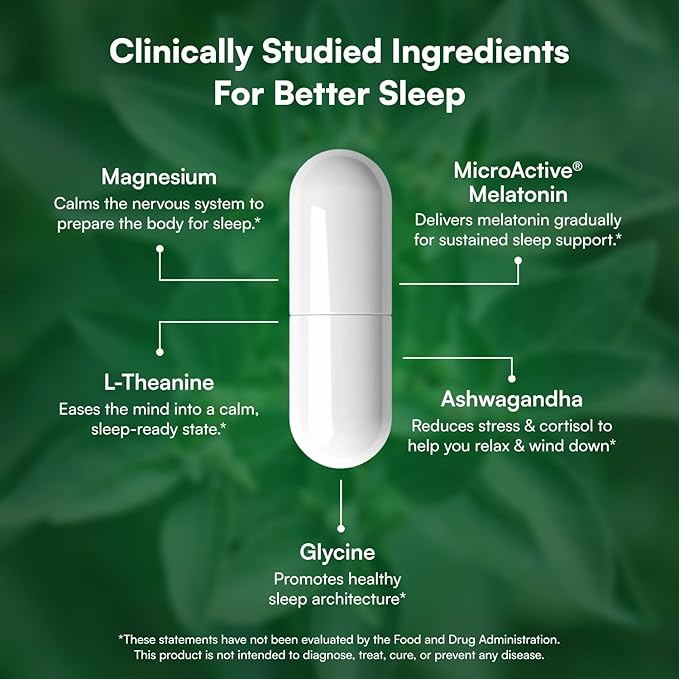 Recharge Sleep &amp Rejuvenate – Deep Sleep &amp Recovery Complex with Magnesium Ashwagandha L-Theanine Glycine &amp MicroActive® Melatonin – 60 Servings