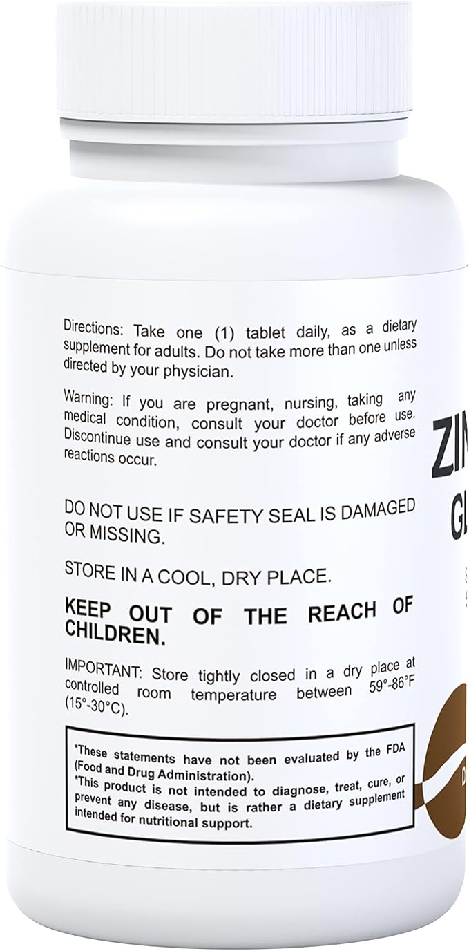 Hallusa Natural - Zinc 25 MG Gluconate - Immunity Defense Antioxidant Health Skin – 60 Tablets – 60 Day Supply