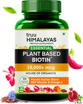 Plant Based Biotin 10000mcg for Hair Growth with DHT Blocker Keratin &amp Omega 3 Supplement Vitals for Men &amp Women - Ayurvedic Nutrients for Hair Fall Skin &amp Nails Health - 60 Capsules