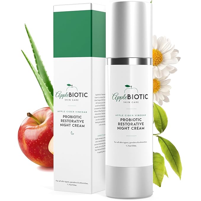 Apple Cider Vinegar Restorative Night Cream - Overnight Firming Smoothing Cream with African Green Coffee Green Tea Chamomile &amp Probiotic Extracts for Dry Oily Sensitive Skin Men &amp Women