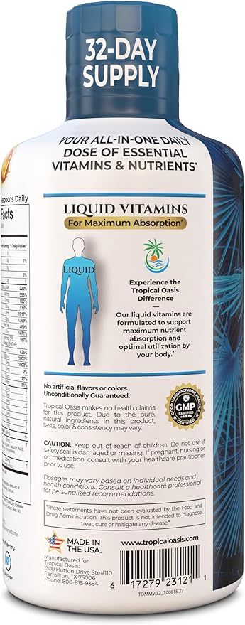 Premium Liquid Multivitamin for Men | Sugar Free Men’s Multi-Vitamin | 100+ Vitamins Minerals &amp Amino Acids to Support Muscle Heart Brain Health &amp Energy | 98% Absorption Rate | Non-GMO | 3