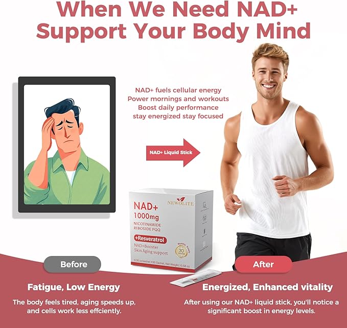 NAD+ Liquid Supplement 1000mg 30 Sachet Nicotinamide Riboside &amp Resveratrol with PQQ DNA Repair Advanced NAD Supplement for Men &amp WomenBoosts Cellular Energy