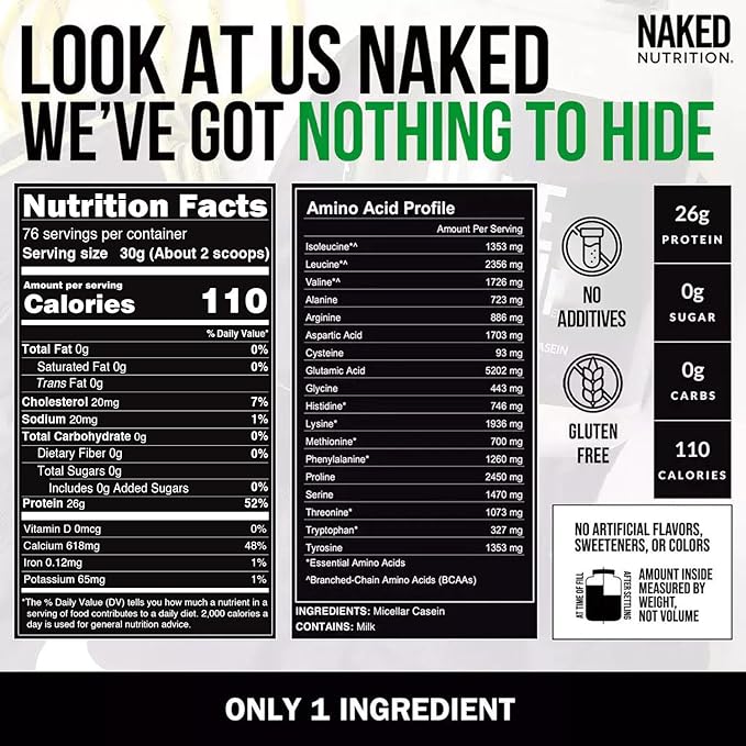 NAKED Grass Fed Protein Bundle: 5LB Unflavored Whey and 5LB Unflavored Casein