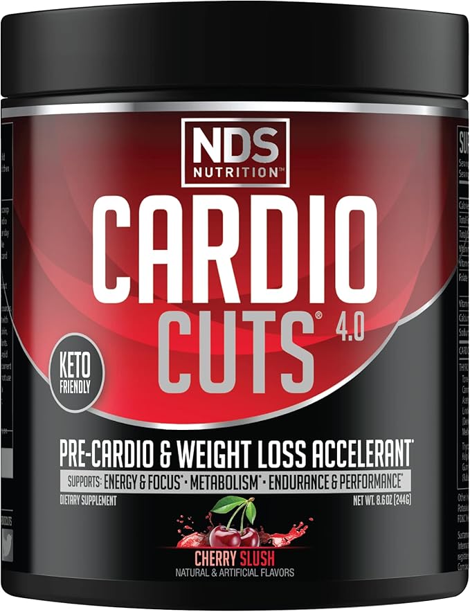 NDS Nutrition 4.0 Pre Workout Supplement - Advanced Weight Loss and Pre Cardio Formula with L-Carnitine CLA MCTs L-Glutamine and Safflower Oil - Cherry Slush (40 Servings)