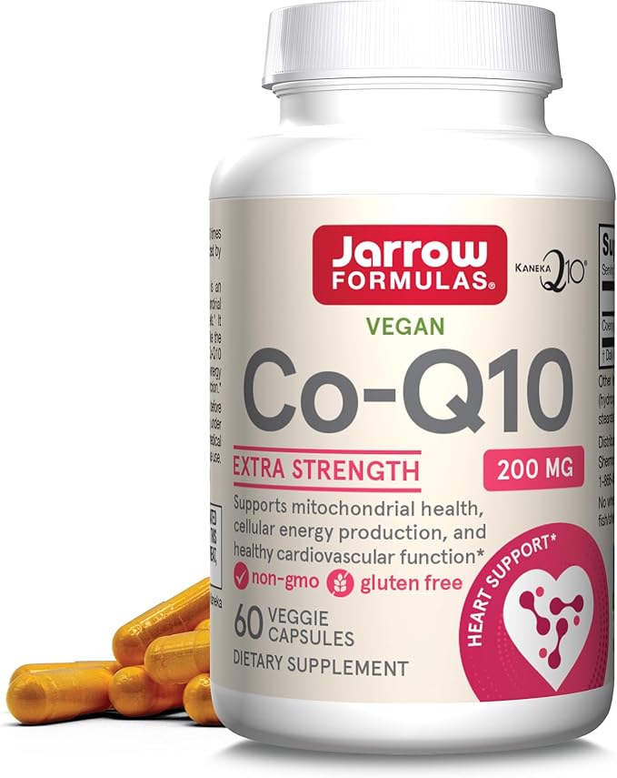Jarrow Formulas® Co-Q10 200 mg Antioxidant Support for Mitochondrial Health Cellular Energy Production and Healthy Cardiovascular Function 60 Veggie Capsules 60 Day Supply
