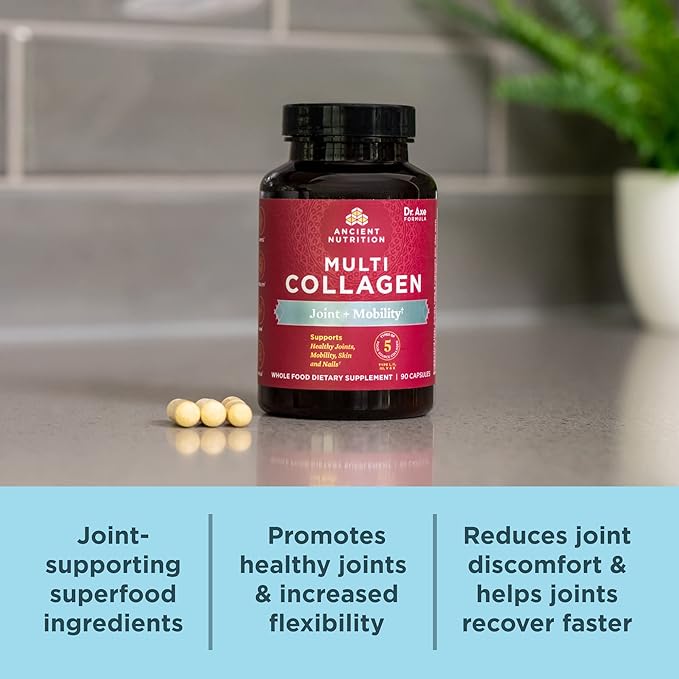 Ancient Nutrition Collagen Pills for Joint Support Multi Collagen Capsules 45 Ct Joint + Mobility Supports Joints Skin &amp Nails Exercise Recovery Paleo and Keto Friendly Gluten Free