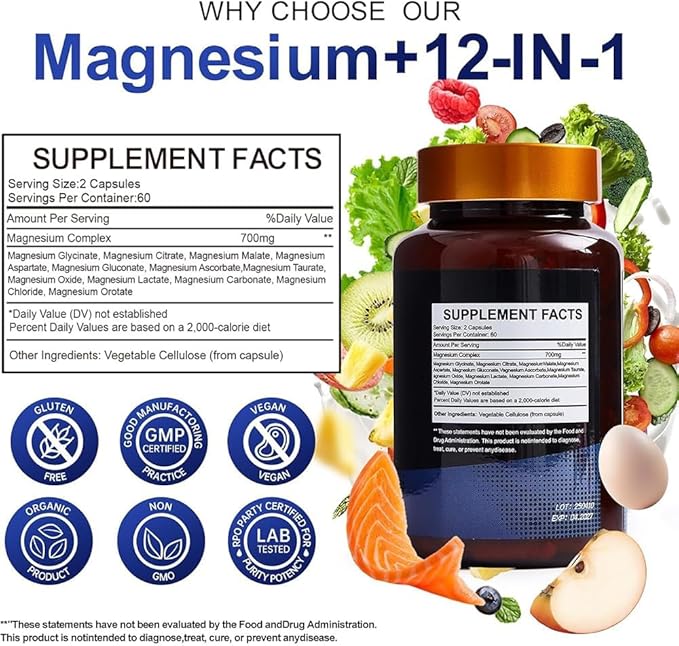 Magnesium Complex 700mg &amp Beef Organ Supplement for Women for Muscle Zzz Hormone Energy &amp Skin Support