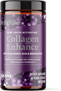 ResVitále Collagen Enhance - Beauty Supplement with Hyaluronic Acid &amp Resveratrol - 60 Capsules
