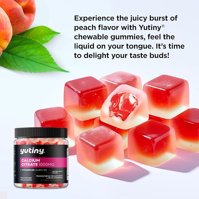 Calcium Citrate Filled Vegan Omega 3 Gummies for Women Calcium Citrate 1000mg with Algae Omega 3 1000mg
