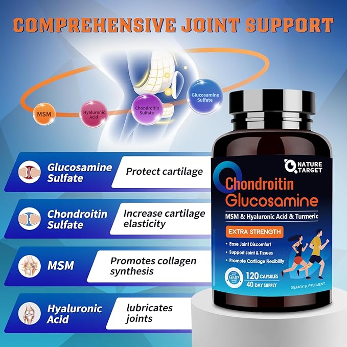 NATURE TARGET Probiotics for Men with Men Care Supplement Glucosamine Chondroitin MSM Joint Support Supplement Shellfish Free