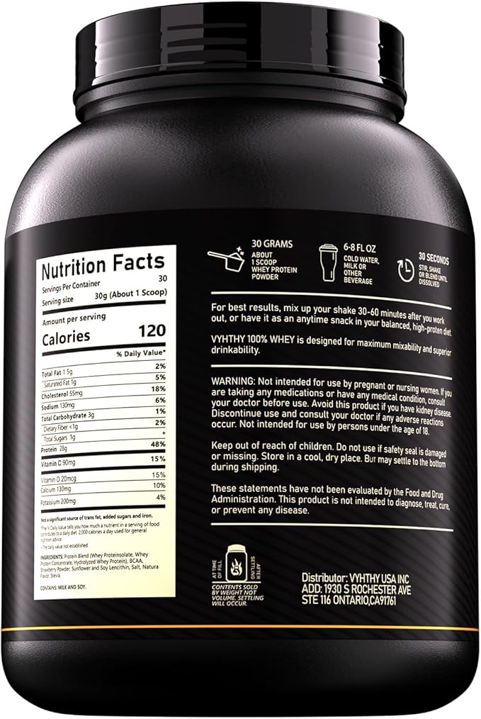 Strawberry Flavored Whey Protein Powder24g Protein per Serving Fast-Absorbing Concentrated whey Protein Low Sugar Gluten-Free Natural Flavor 2 lbs/32 oz.