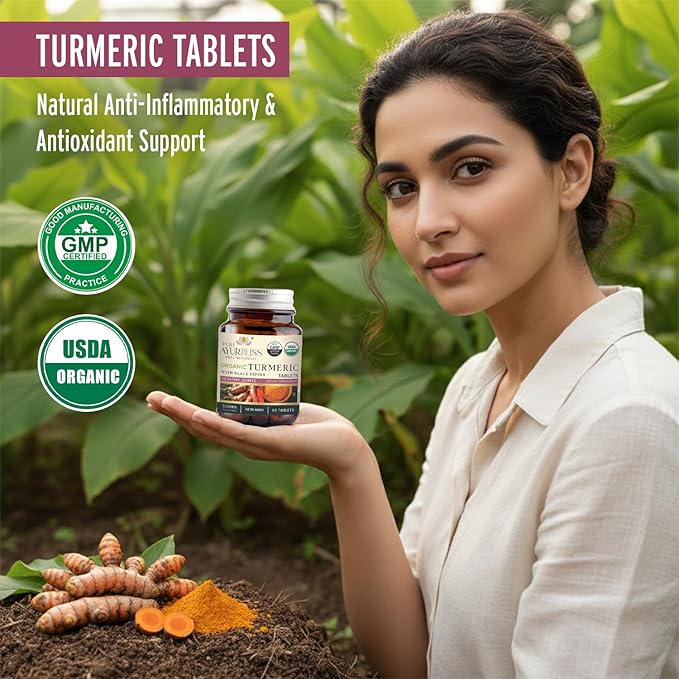 Organic Turmeric Tablets with Black Pepper Botanical Blend for Daily Balance and Vitality with Curcumin for Joint Health Immune Support &amp Gut Health Ayurvedic Wellness Formula