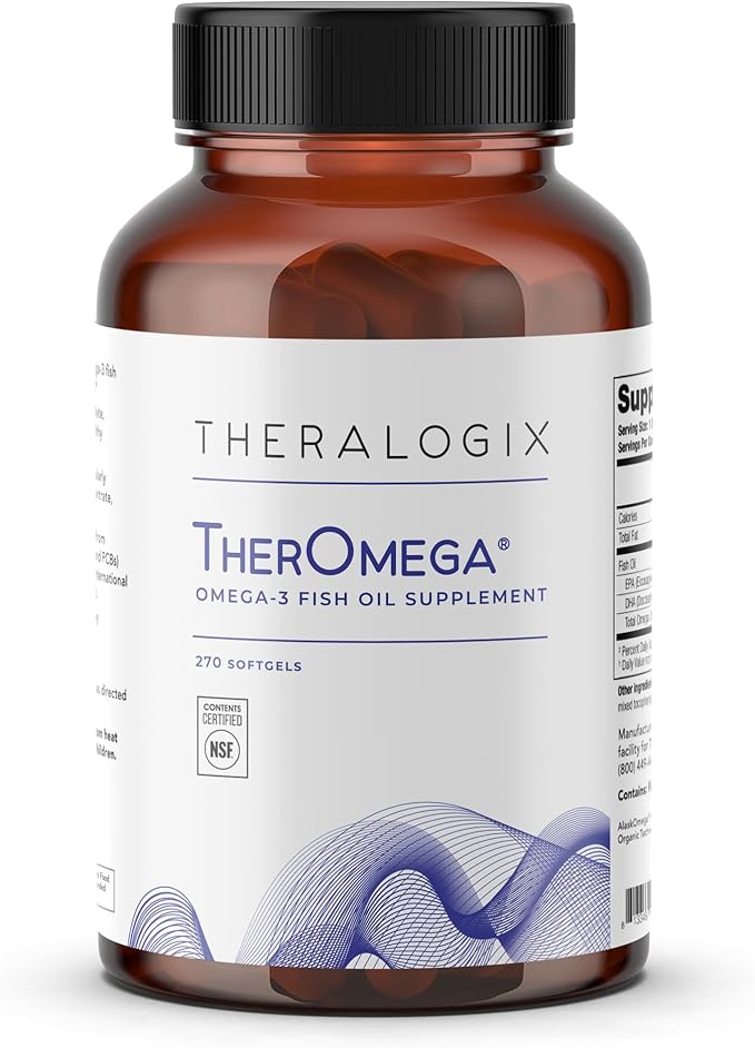 Theralogix TherOmega Omega-3 Fish Oil Supplement - Supports Heart Brain Immune &amp Joint Health* - 700 mg DHA &amp EPA from Wild Alaska Pollock - Sustainably Sourced - NSF Certified - 270 Softgel