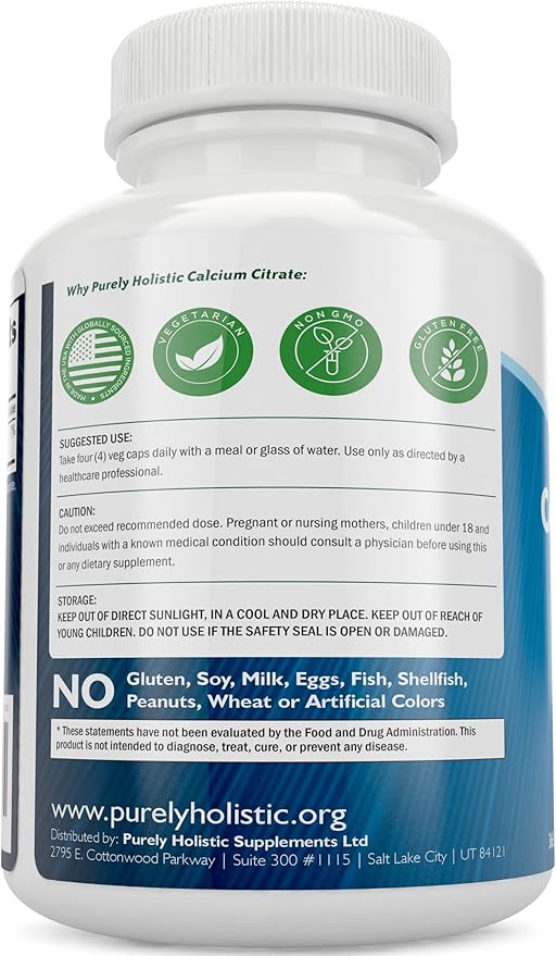 Calcium Citrate 1000mg | Healthy Bone &amp Teeth Support | High Absorption Cal Citrate | Gentle on Digestion | Vegan &amp Non-GMO | 3 Month Supply | Calcium Supplements for Women &amp Men | 365 Cap
