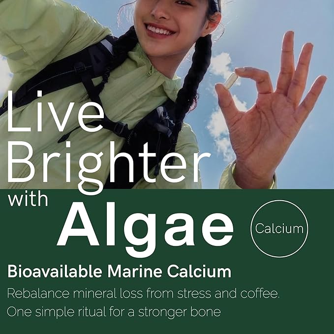 ZAB Algae Calcium Supplement with Vitamin D3 &amp K2 MK7 Magnesium Calcium Complex for Daily Bone Health Support &amp Strength 90 Capsules 45-Day Supply