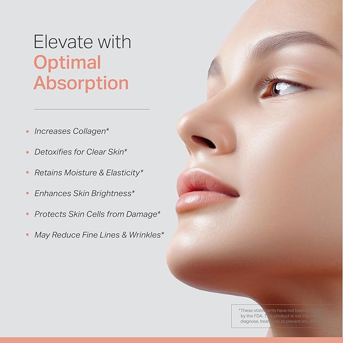 Liposomal Glutathione Complex with Marine Collagen Liposomal Vitamin C - Skin Care Supplement - Enhanced Absorption for Radiant Skin Detox &amp Antioxidant Support - 60 Veggie Capsules