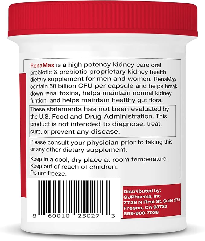 Capsule Kidney Restores &amp Kidney Care Supplement - Probiotic &amp Prebiotic Supplement to Support Normal Kidney Function - 50 Billion CFU per Capsule - Made in U.S.A (180 Caps (2 Pack))